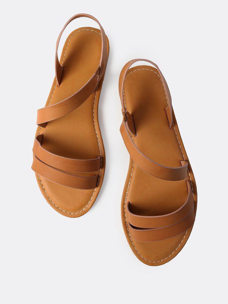 Open Toe Wrap Over Sandals TAN-shoes-Des Mess