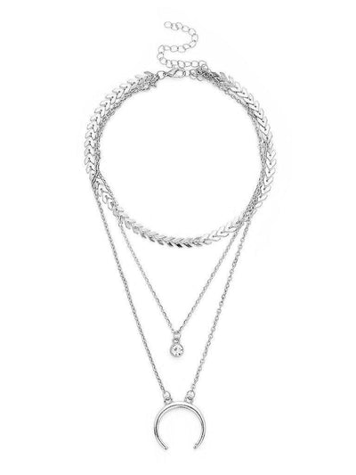 Moon Pendant Layered Chain Necklace-jewelry-Des Mess