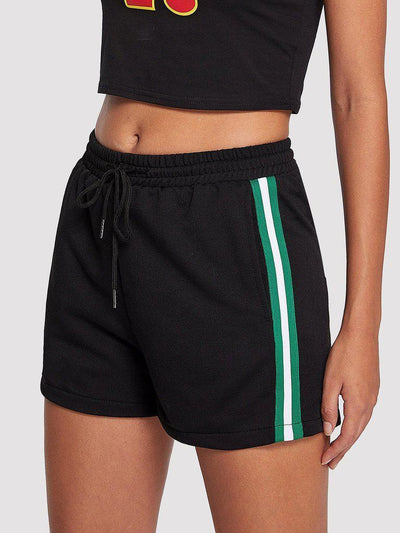 Striped Tape Side Drawstring Waist Shorts-bottom-Des Mess