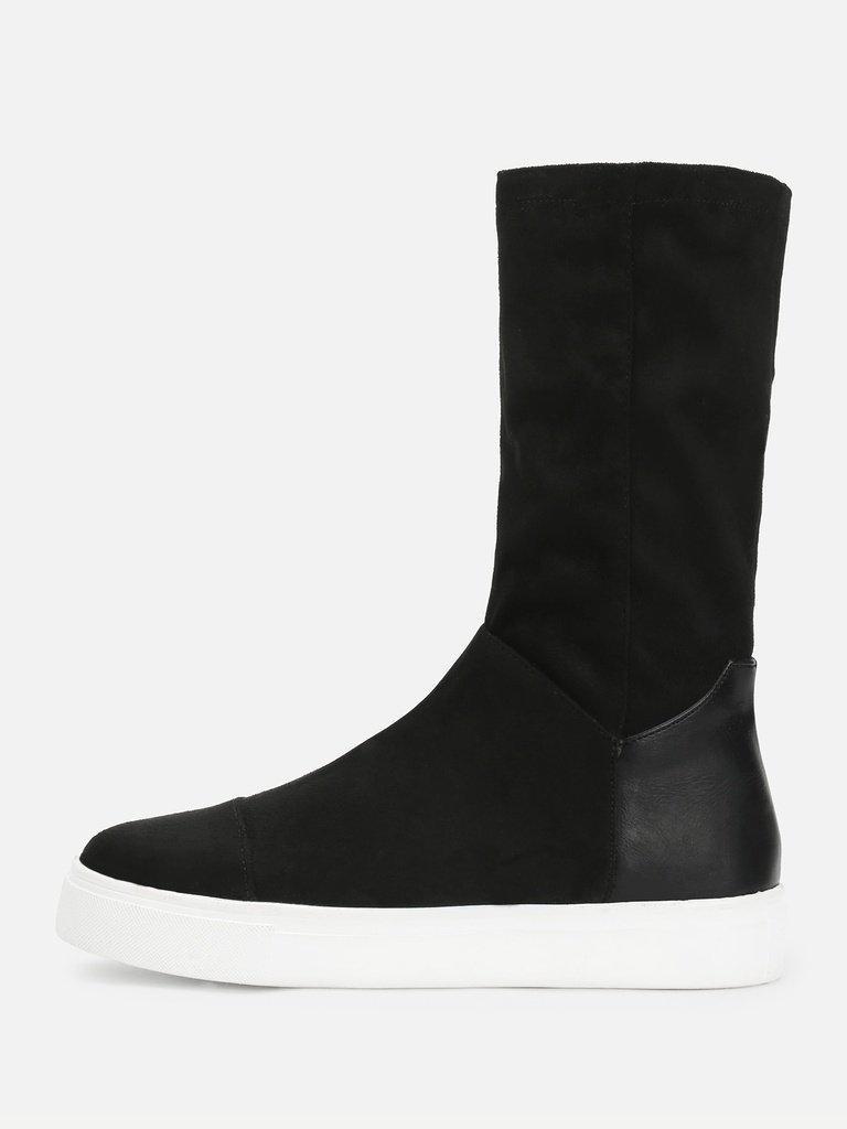 Round Toe Mid Calf Boots-shoes-Des Mess