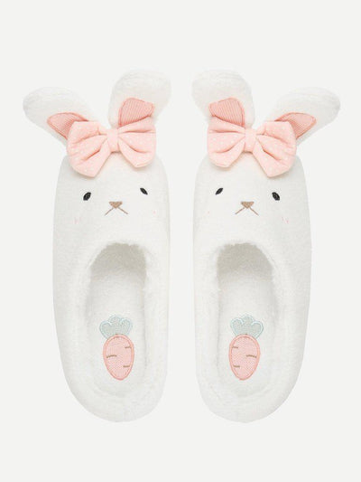 Rabbit Design Flat Slippers With Bow-shoes-Des Mess