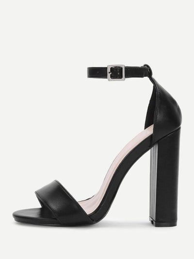 Two Part Ankle Strap PU Heels-shoes-Des Mess