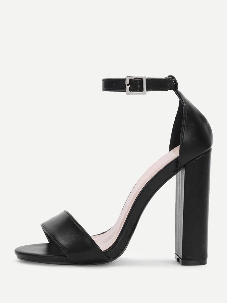 Two Part Ankle Strap PU Heels-shoes-Des Mess