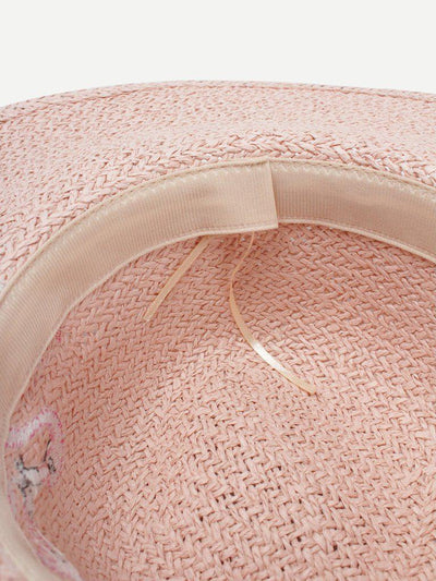Flamingos Decorated Straw Hat-accessories-Des Mess