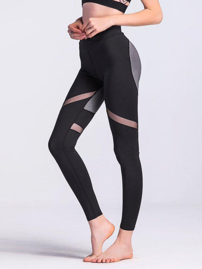 Sheer Mesh Panel Colorblock Legging-bottom-Des Mess