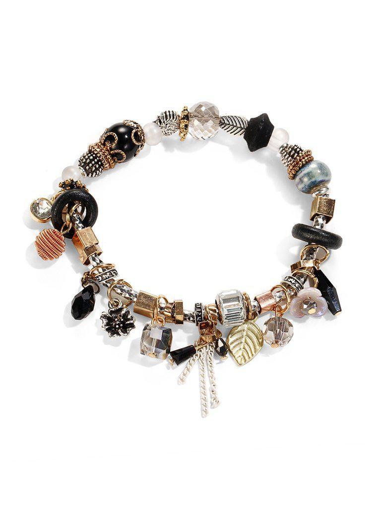 Leaf & Crystal Design Charm Bracelet-jewelry-Des Mess