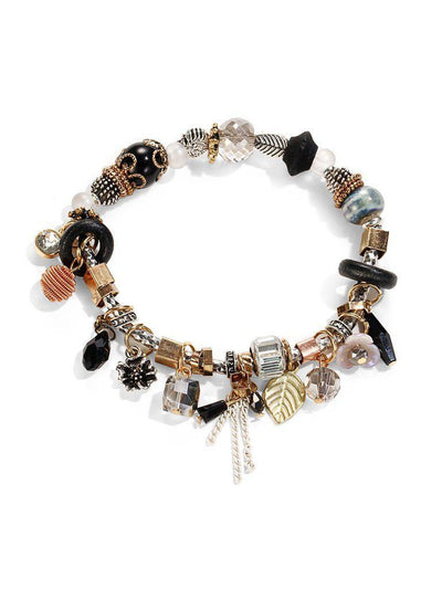 Leaf & Crystal Design Charm Bracelet-jewelry-Des Mess