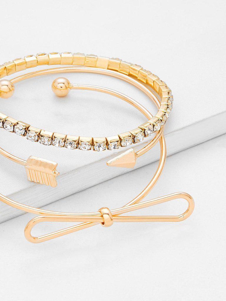 Rhinestone & Knot Design Bracelet Set--Des Mess