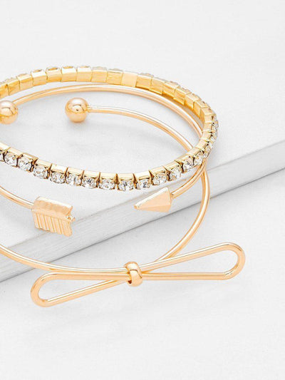 Rhinestone & Knot Design Bracelet Set--Des Mess