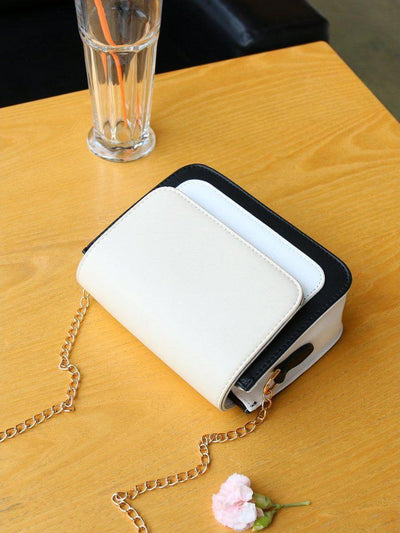 Color Block Flap Chain Bag-accessories-Des Mess