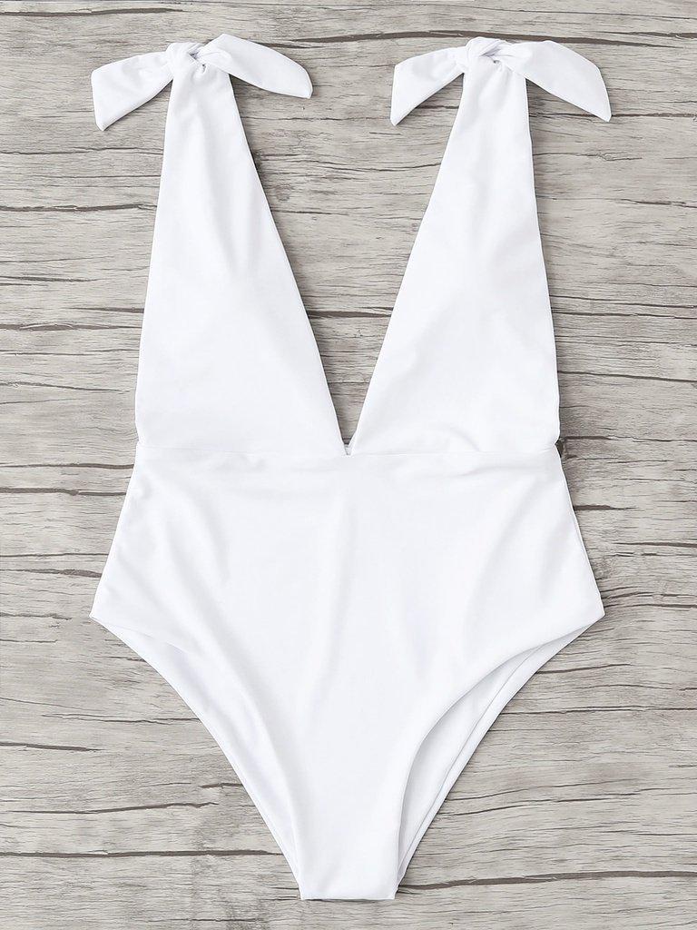 V Plunge Knot Swimsuit-swimwear-Des Mess