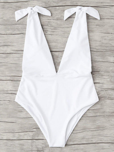 V Plunge Knot Swimsuit-swimwear-Des Mess