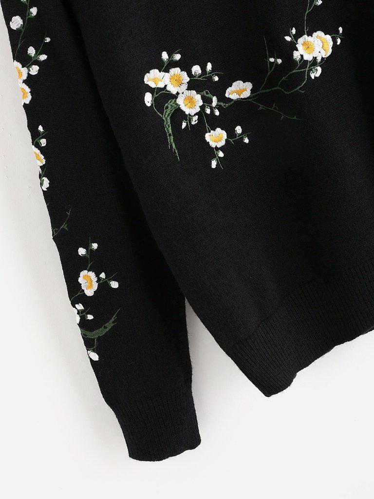 Flower Blossom Embroidered Sweater-outerwear-Des Mess