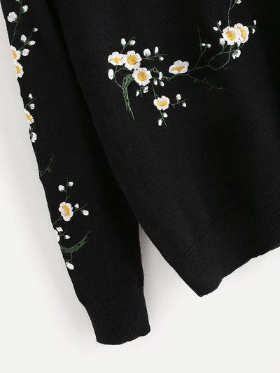 Flower Blossom Embroidered Sweater-outerwear-Des Mess