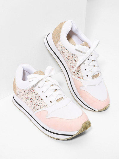 Flower Lace Panel Lace Up Trainers-shoes-Des Mess