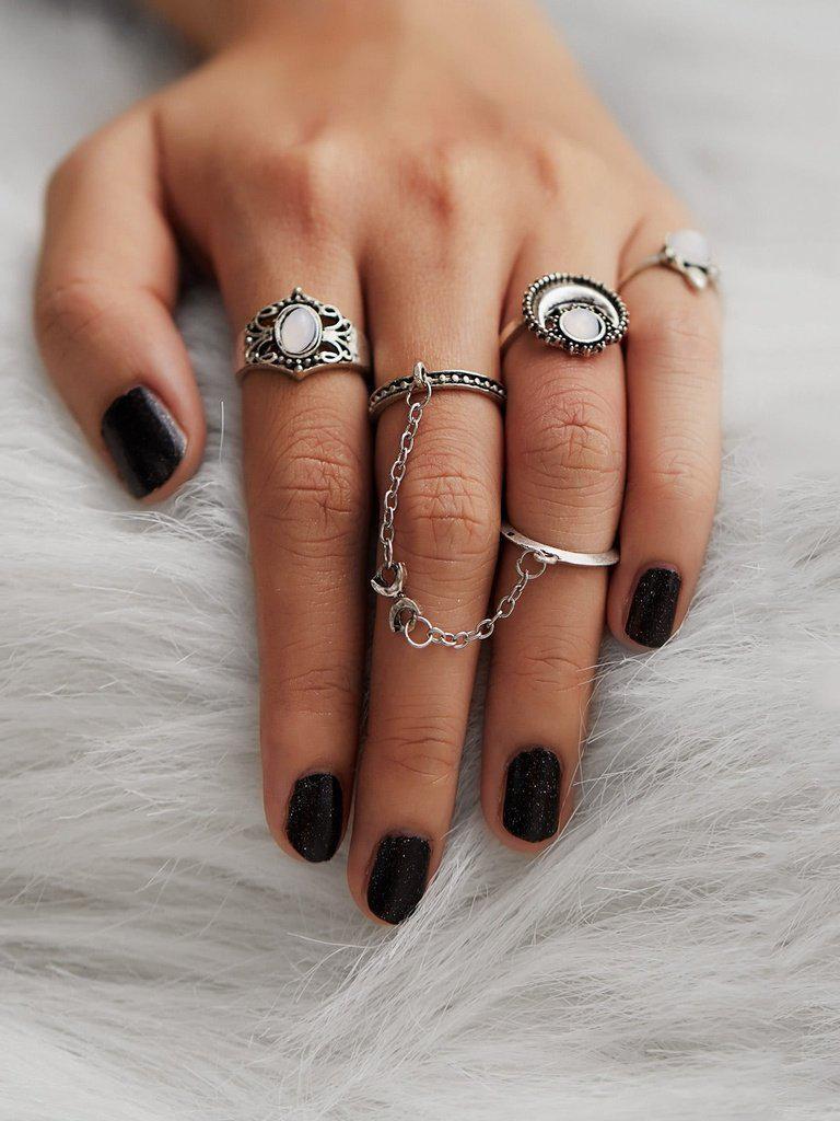 Moon Design Ring Set-jewelry-Des Mess