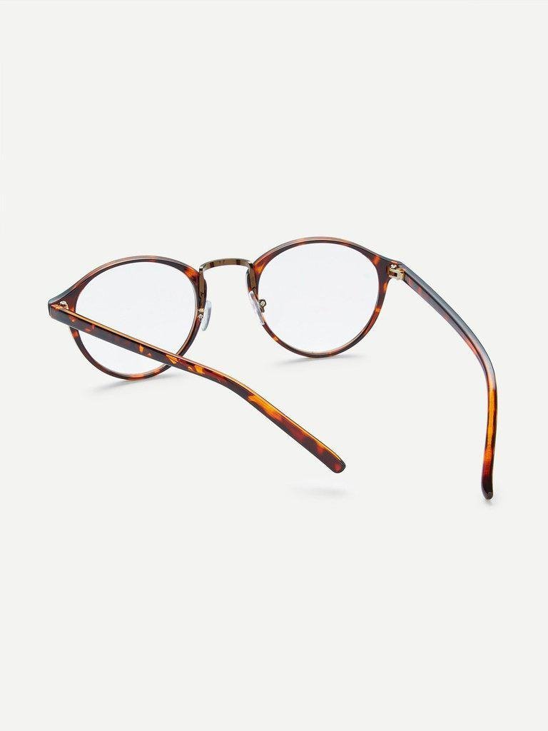 Brown Plastic Leopard Frame Round Glasses-accessories-Des Mess