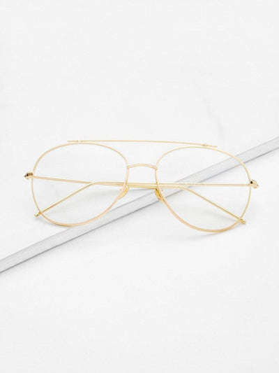 Gold Frame Clear Lens Double Bridge Glasses-accessories-Des Mess