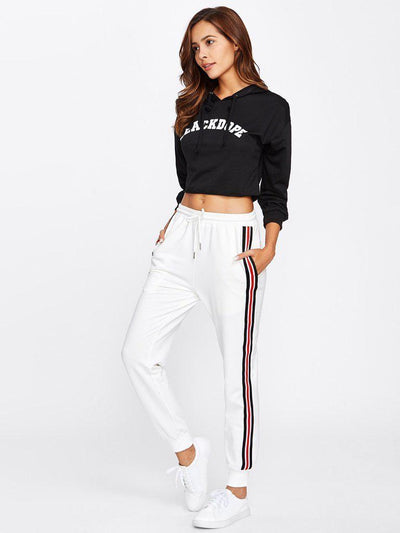 Striped Tape Side Drawstring Sweatpants-bottom-Des Mess