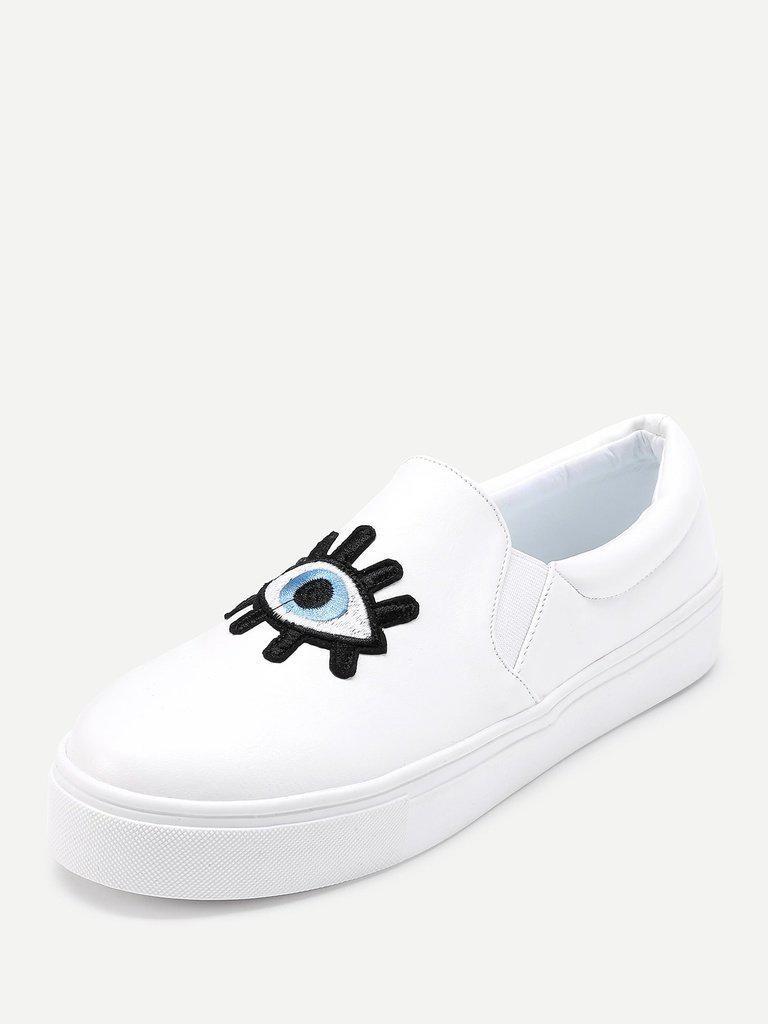Embroidery Detail PU Sneakers-shoes-Des Mess