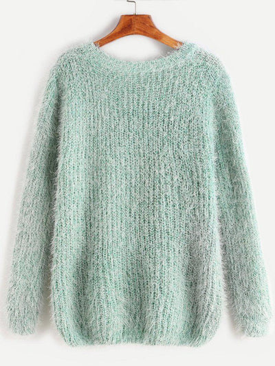 Fuzzy Chunky Knit Sweater-outerwear-Des Mess