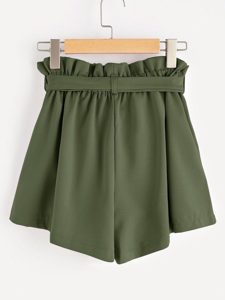 Frill Waist Self Tie Shorts-bottom-Des Mess