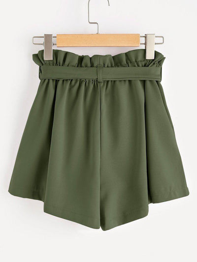 Frill Waist Self Tie Shorts-bottom-Des Mess