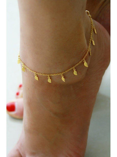 Leaf Detail Ankle Chain-jewelry-Des Mess