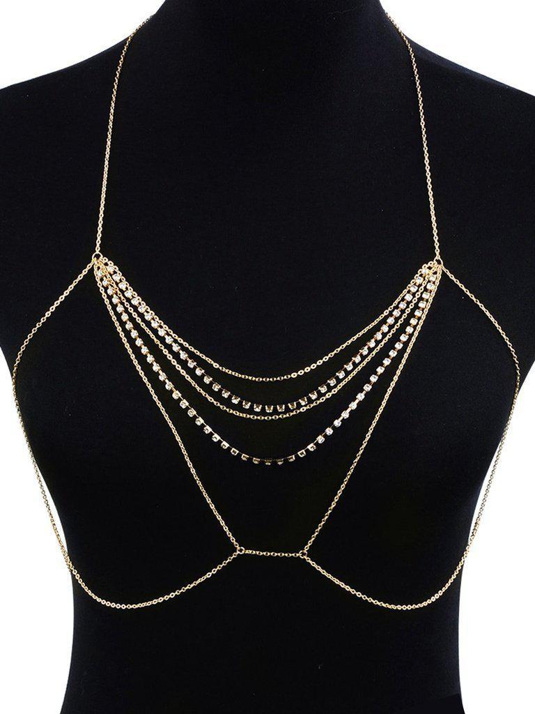 Rhinestone Decorated Chest Body Chain-jewelry-Des Mess