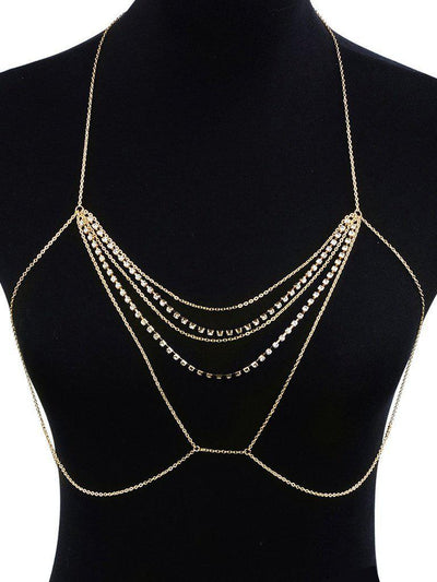 Rhinestone Decorated Chest Body Chain-jewelry-Des Mess