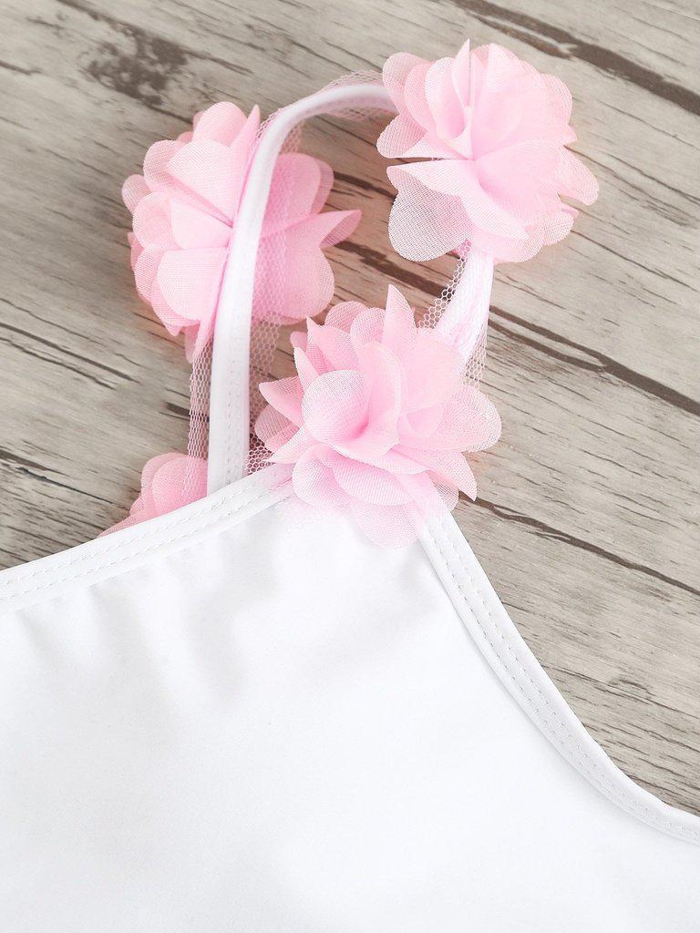 Flower Applique Strap Swimsuit-swimwear-Des Mess