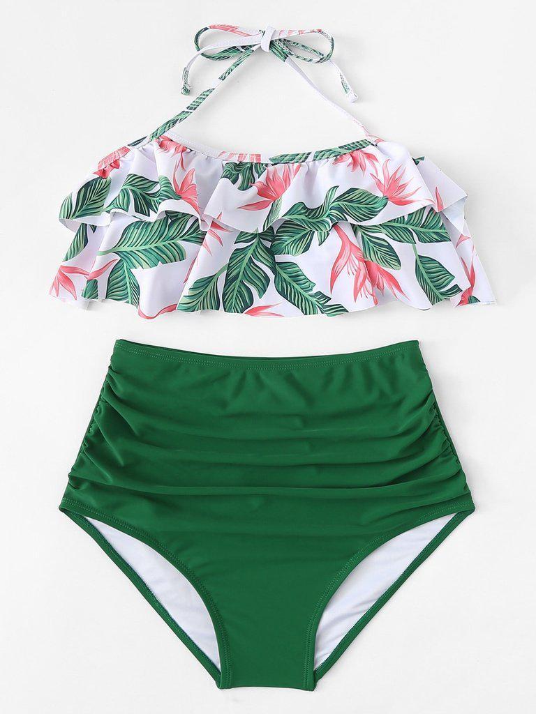 Jungle Print High Waist Bikini Set--Des Mess