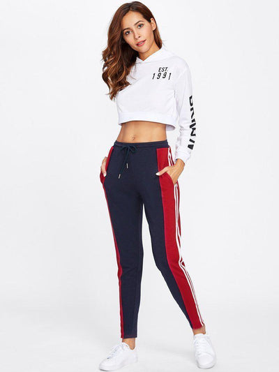 Cut And Sew Skinny Sweatpants-bottom-Des Mess