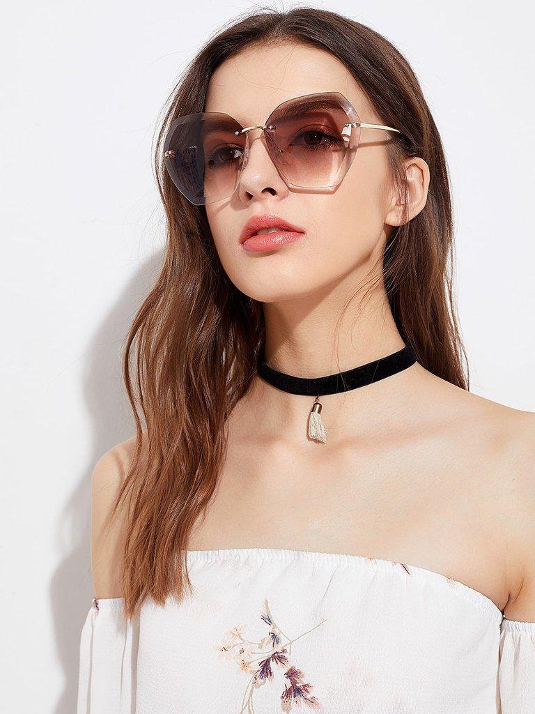 Rimless Oversized Sunglasses-accessories-Des Mess