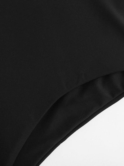 Knot Shoulder Plunging Neck Swimsuit-swimwear-Des Mess