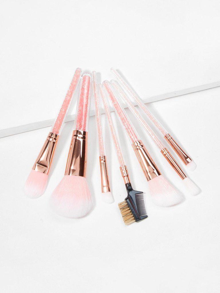 Crystal Handle Makeup Brush With Metallic Bag-makeup-Des Mess