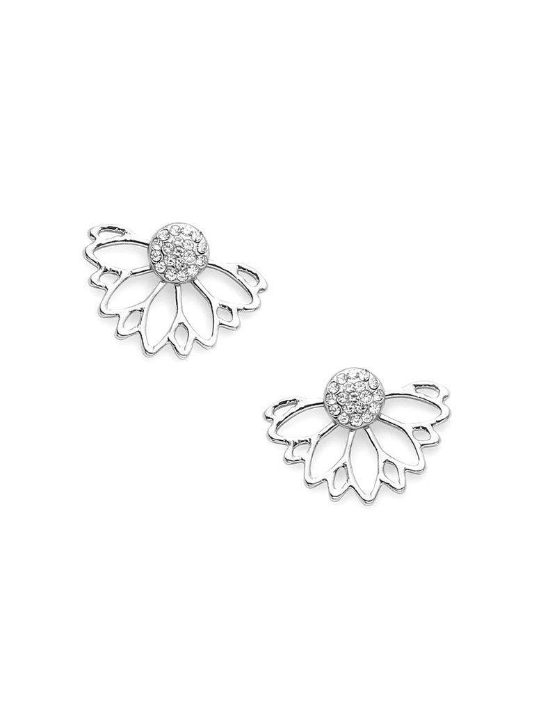 Open Lotus Flower Stud Earrings-jewelry-Des Mess