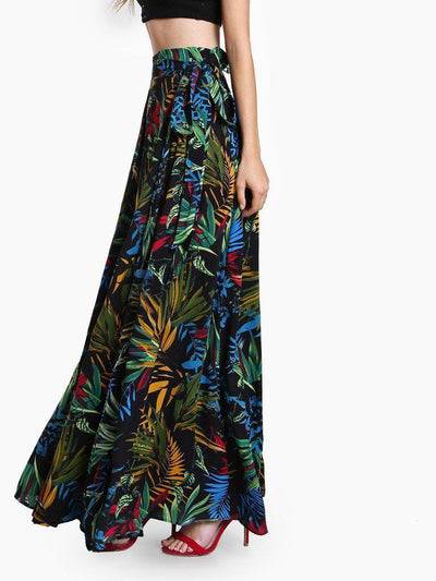 Tropical Print Self Tie Wrap Skirt-bottom-Des Mess