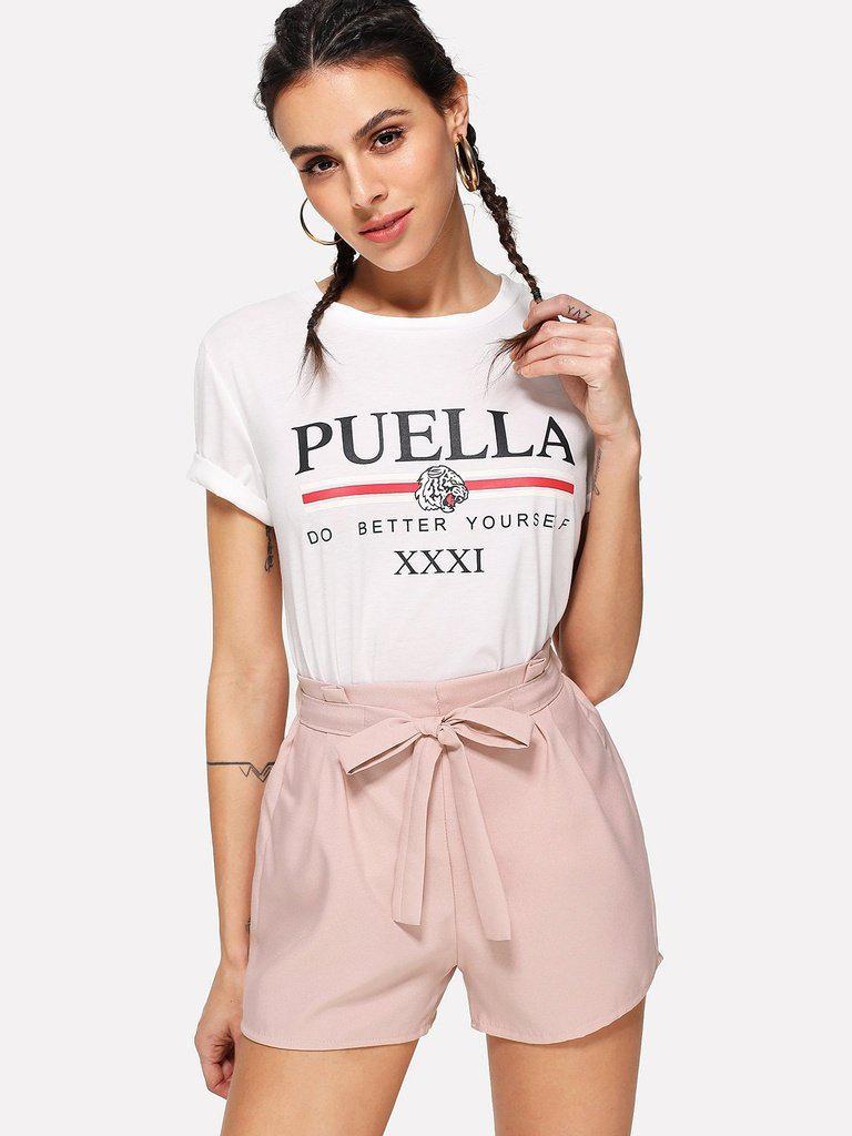 Self Tie Waist Solid Shorts-bottom-Des Mess