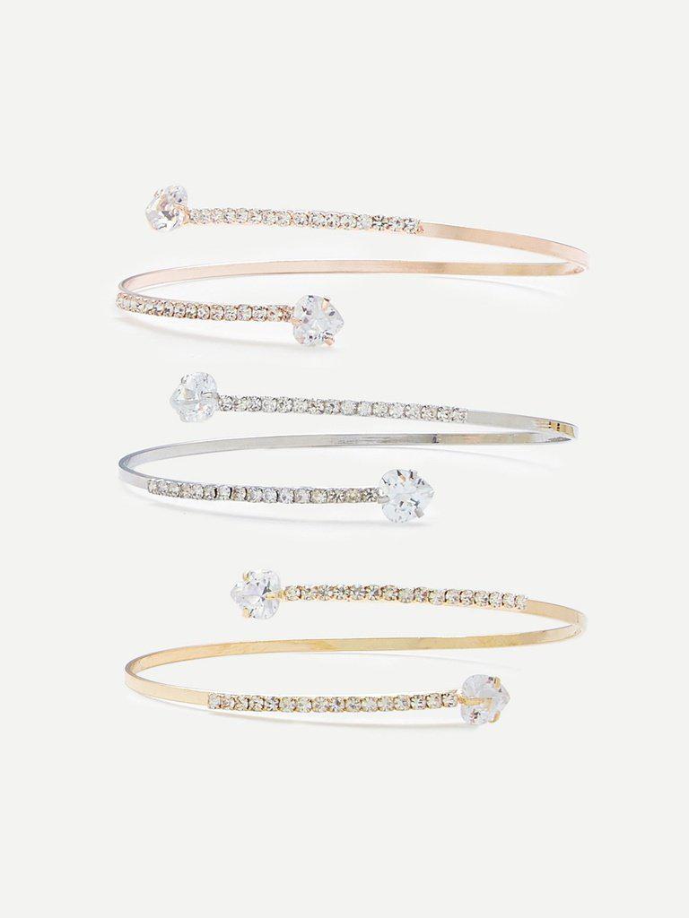 Rhinestone Wrap Bangle 3pcs-jewelry-Des Mess