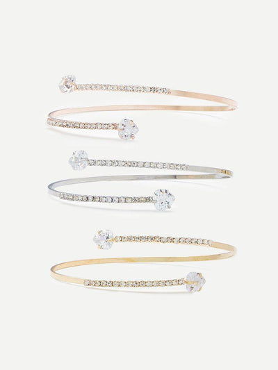 Rhinestone Wrap Bangle 3pcs-jewelry-Des Mess