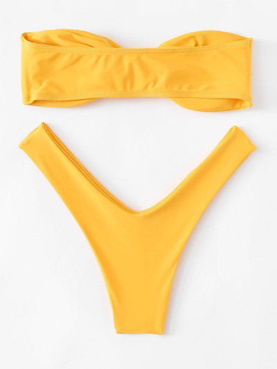 Twist High Leg Bikini Set-swimwear-Des Mess