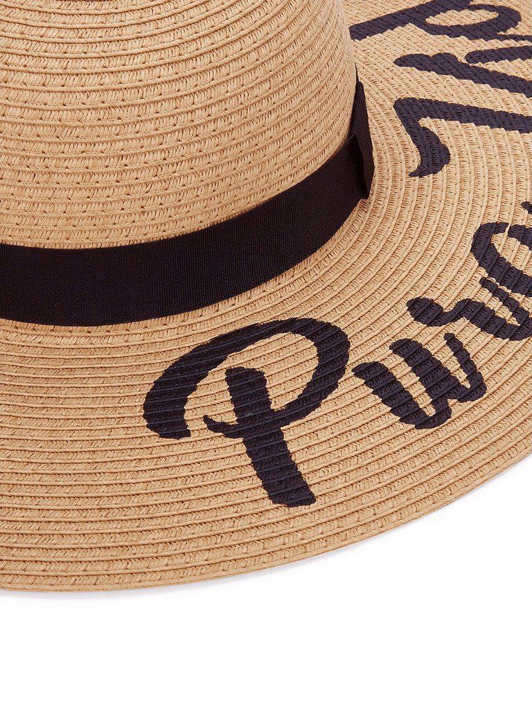 Letter Print Wide Brim Straw Hat-accessories-Des Mess