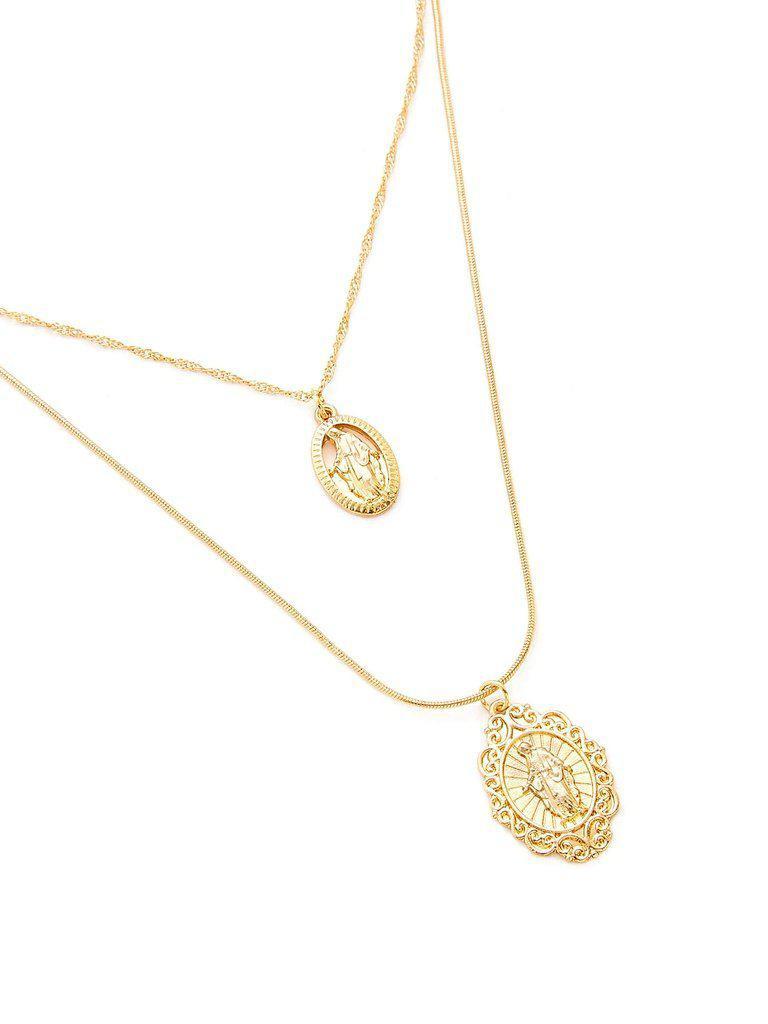 Round Pendant Chain Necklace Set 2pcs-jewelry-Des Mess