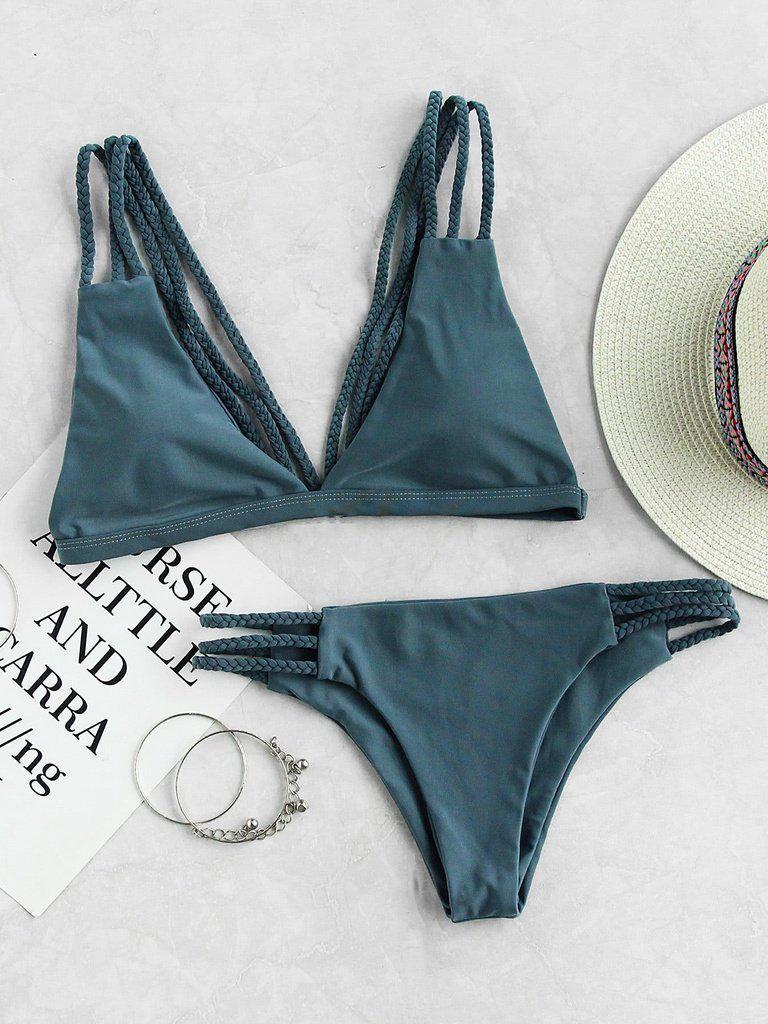Braided Strap Ladder Cutout Bikini Set-swimwear-Des Mess