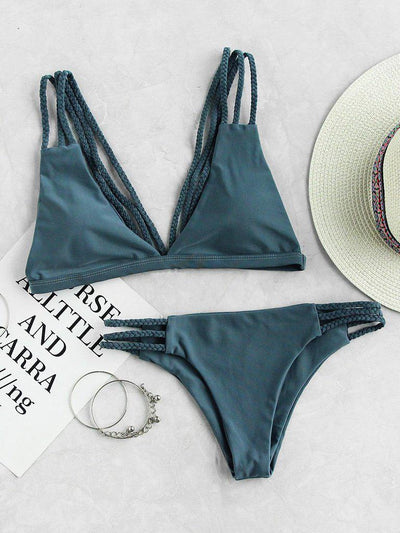 Braided Strap Ladder Cutout Bikini Set-swimwear-Des Mess
