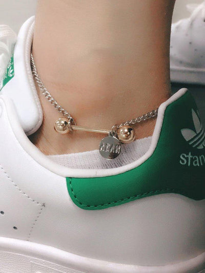 Metal Ball & Sequin Design Chain Anklet-jewelry-Des Mess