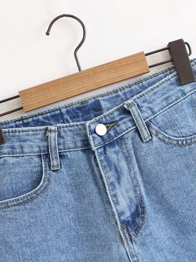 Rolled Hem Denim Shorts-bottom-Des Mess