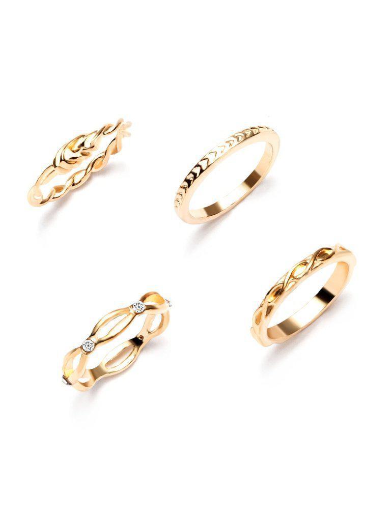 Gold Plated Embellished Ring Set-jewelry-Des Mess