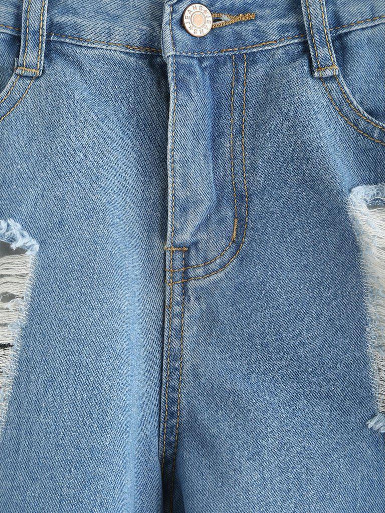Ripped Frayed Hem Denim Shorts-bottom-Des Mess